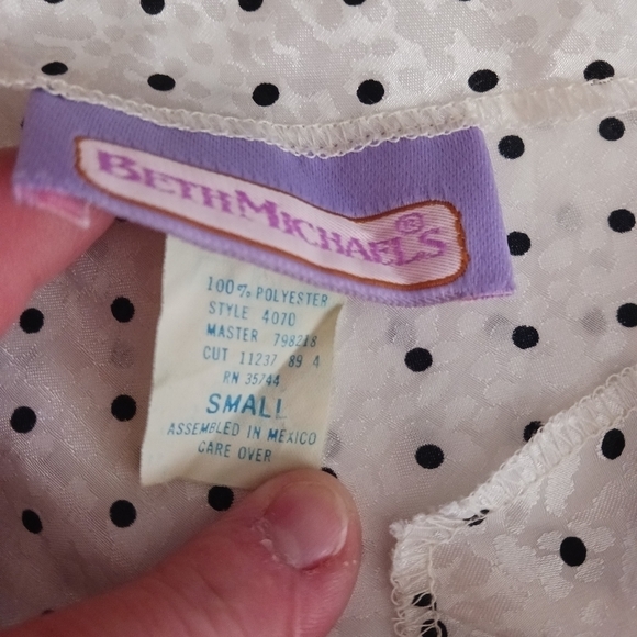 Vintage Beth Michael's Black Polka Dot Lingerie - Picture 8 of 8